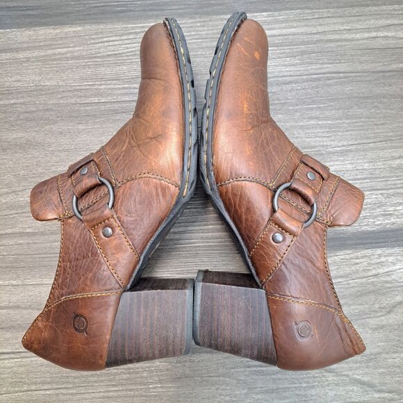 Born Women's Deena Boot Size 8.5W Brown Leather Block Heel Shootie Pump Bootie - Picture 1 of 9